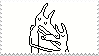 a white stamp with pixel art of Car Seat Headrest's Twin Fantasy album cover