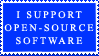 a blue stamp with white text that reads 'I SUPPORT OPEN-SOURCE SOFTWARE'