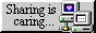 a grey animated button that reads 'Sharing is caring... ...seed your torrents!' with pixel art of two computers, one sending the other a heart, on the right